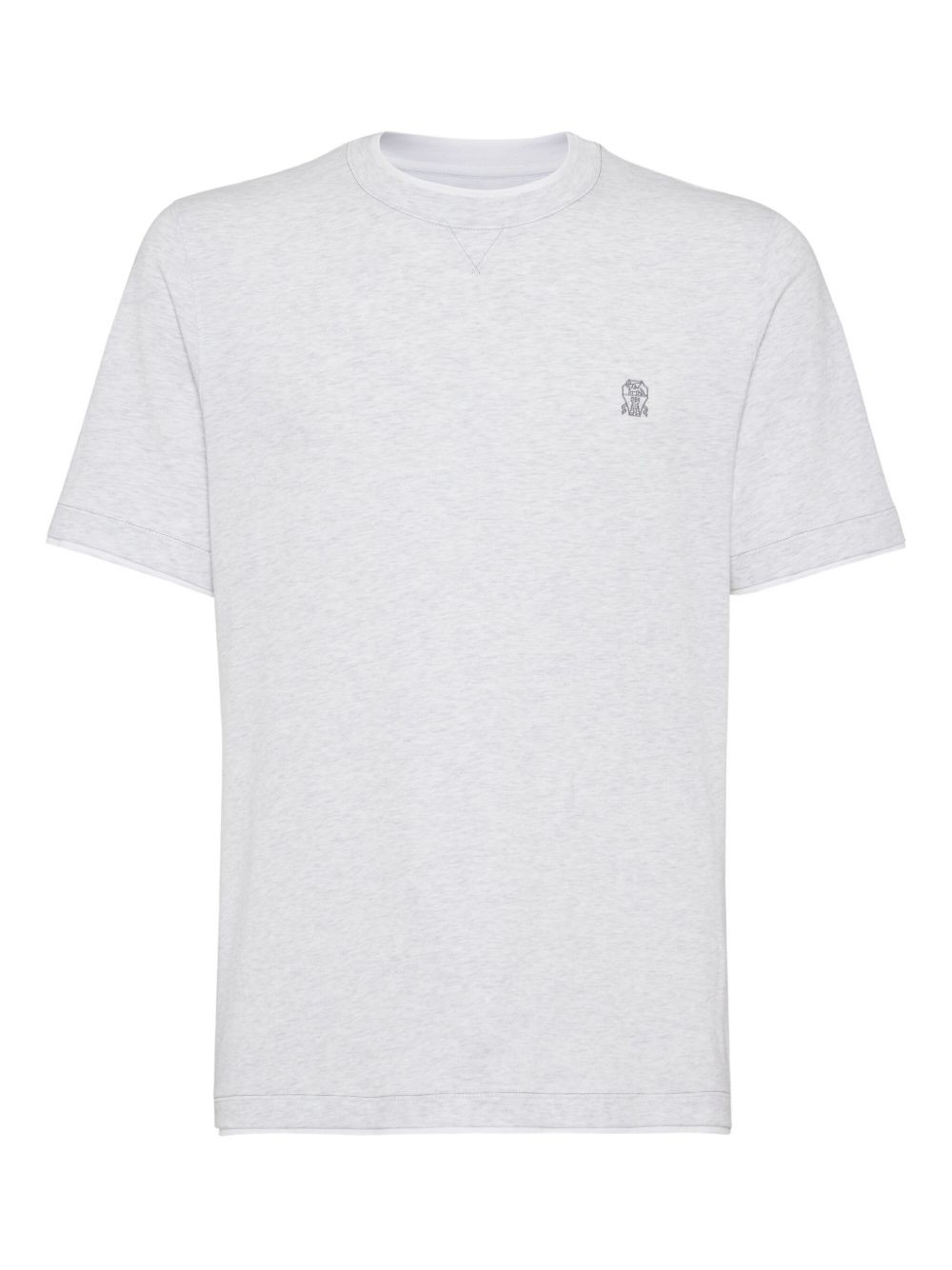 Brunello Cucinelli Cotton jersey crew neck T-shirt with logo and faux-layering Brunello Cucinelli