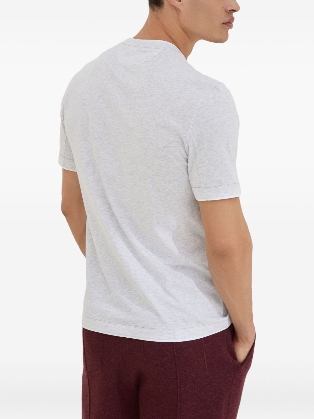 Brunello Cucinelli Cotton jersey crew neck T-shirt with logo and faux-layering Brunello Cucinelli