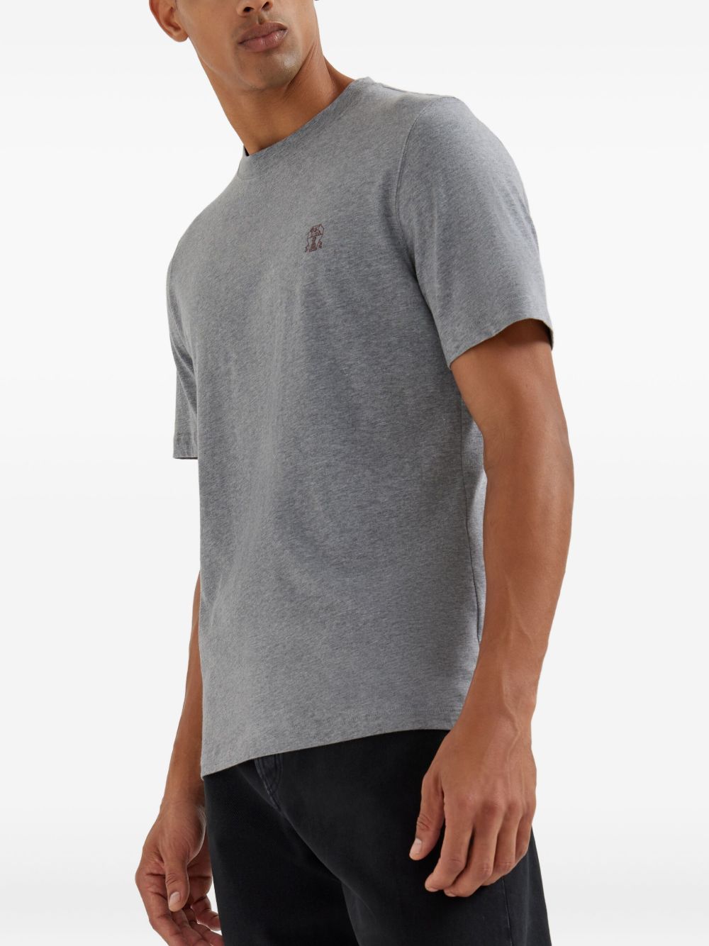 Brunello Cucinelli Crew neck T-shirt in cotton jersey with logo Brunello Cucinelli