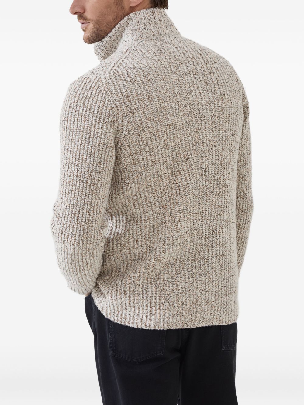 Brunello Cucinelli Mouliné virgin wool, silk and cashmere half English rib one-and-a-half breasted cardigan with metal buttons Brunello Cucinelli