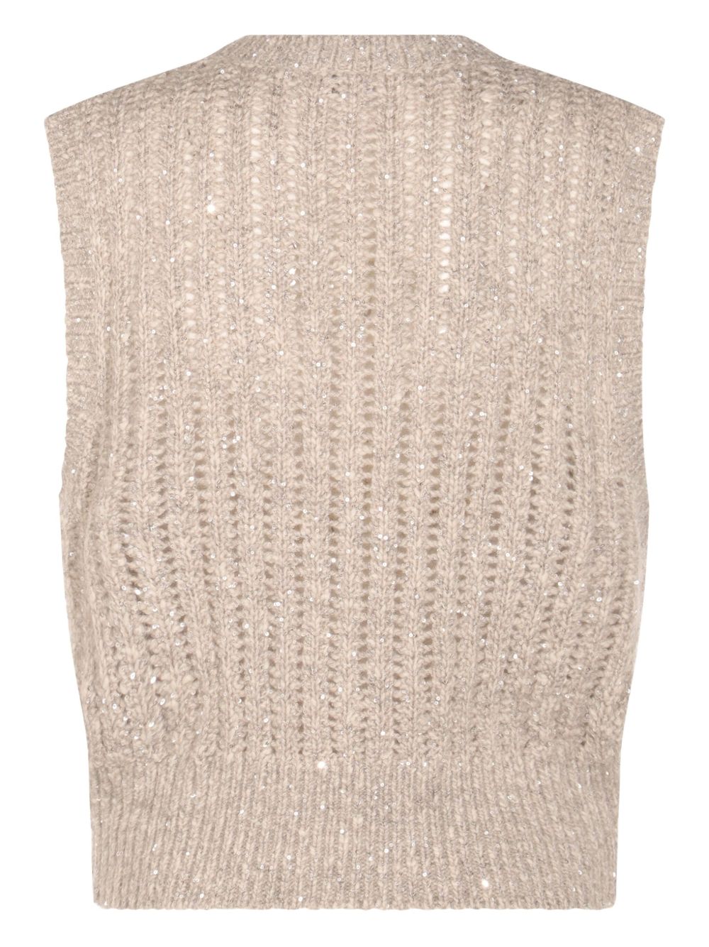 Brunello Cucinelli Natural Knitted Crewneck Vest Brunello Cucinelli