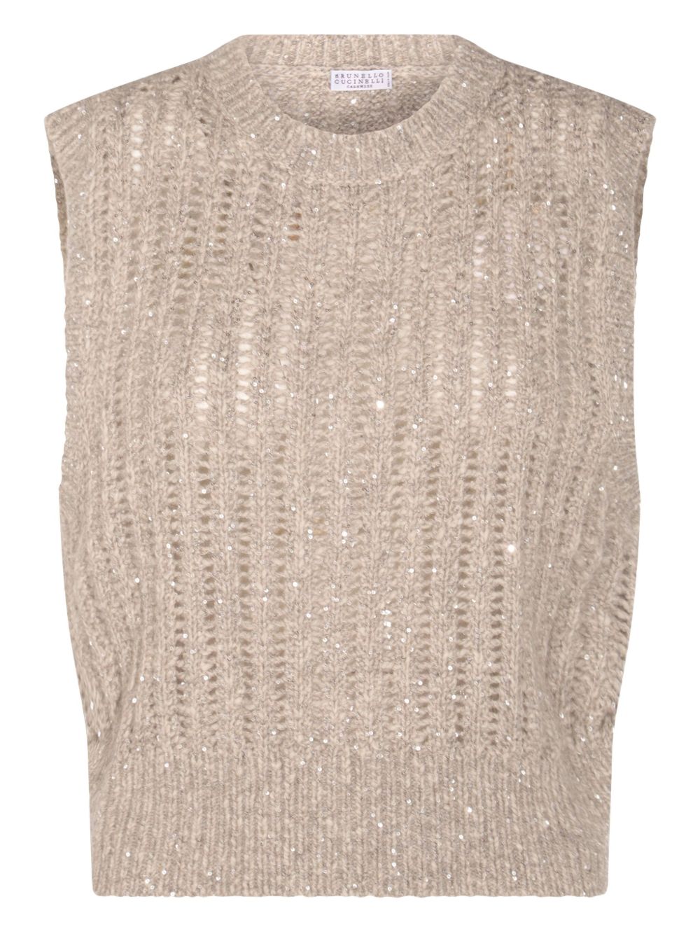 Brunello Cucinelli Natural Knitted Crewneck Vest Brunello Cucinelli