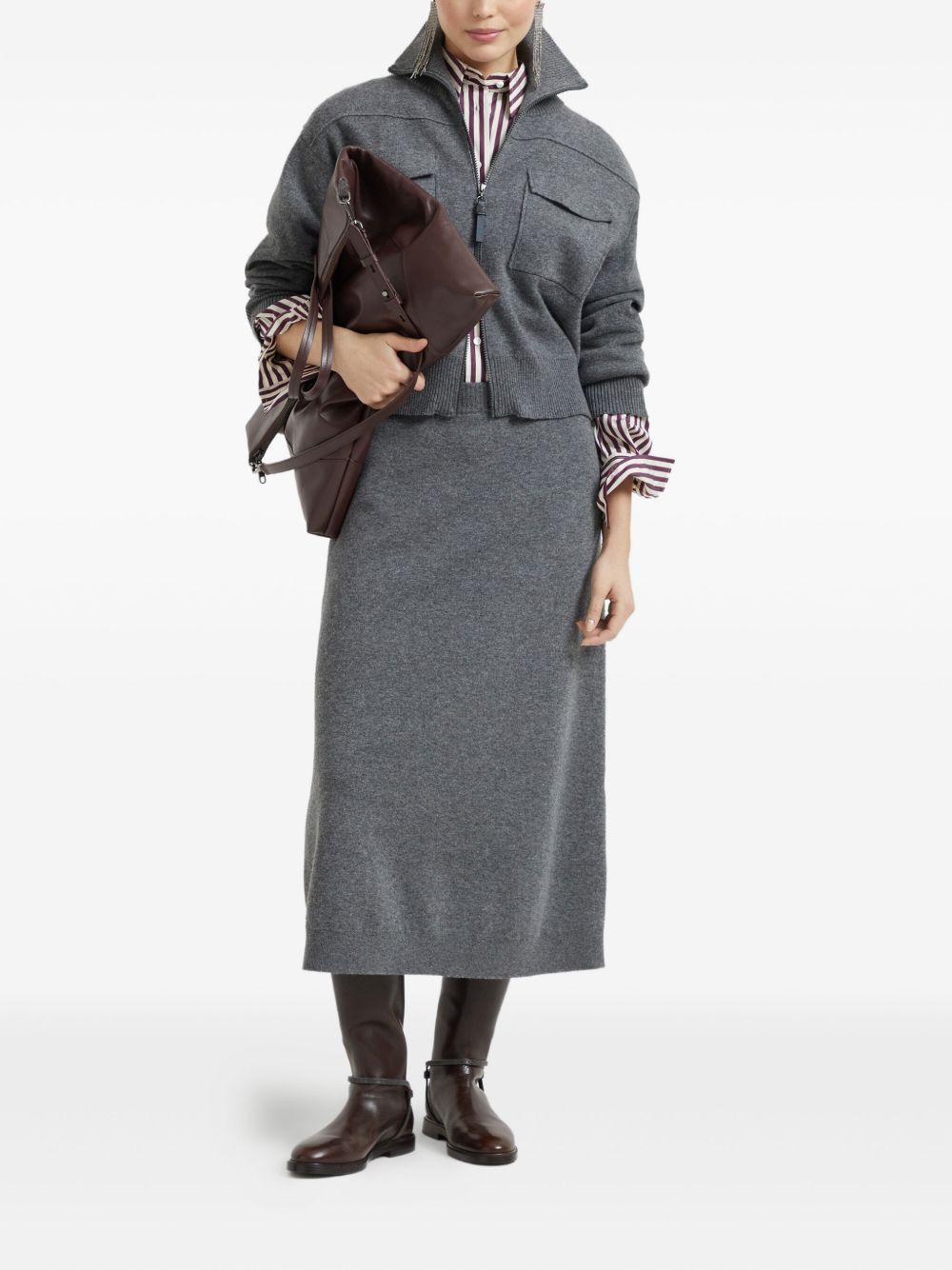 Brunello Cucinelli Midi skirt in double cashmere knit Brunello Cucinelli