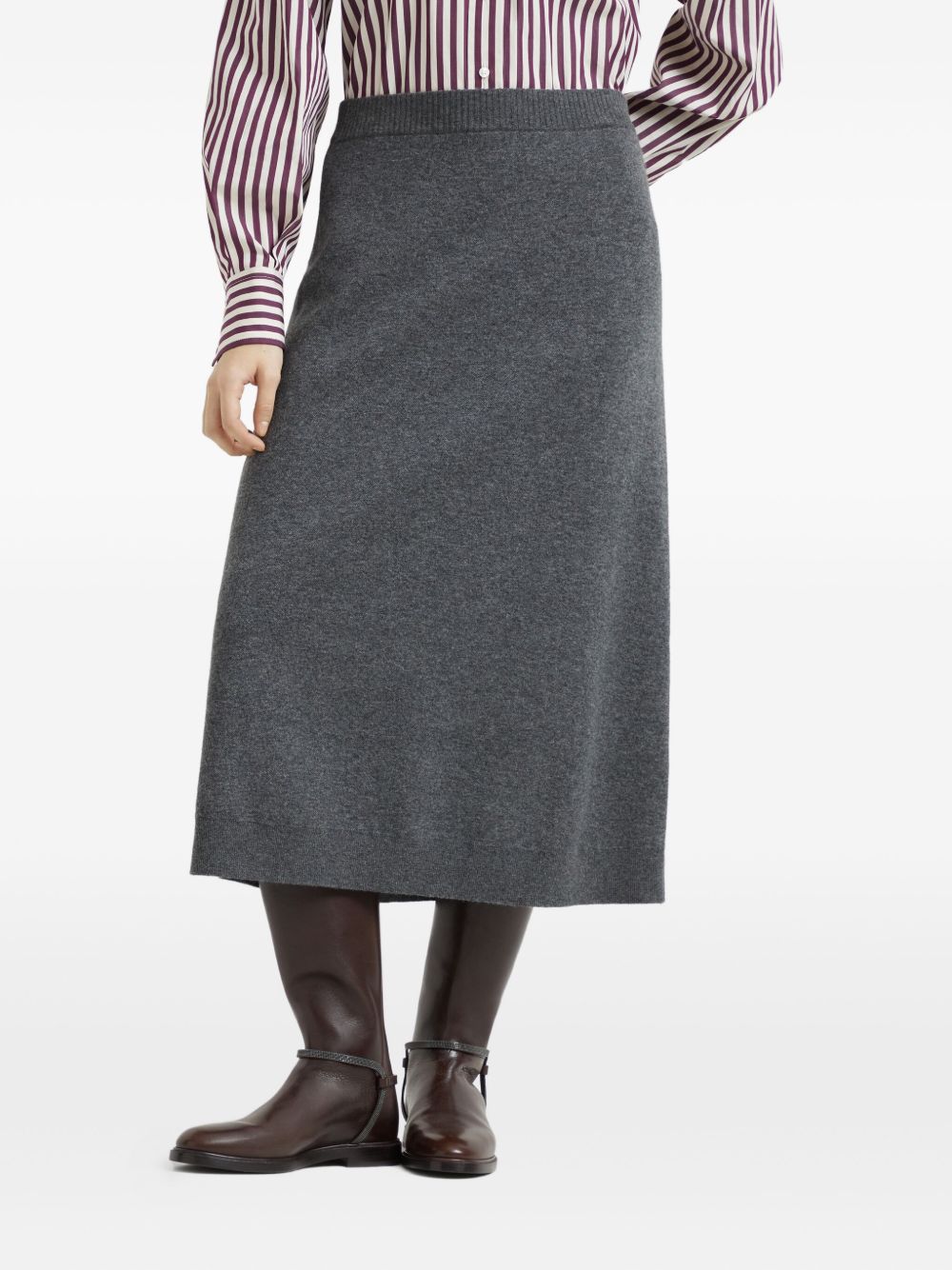 Brunello Cucinelli Midi skirt in double cashmere knit Brunello Cucinelli