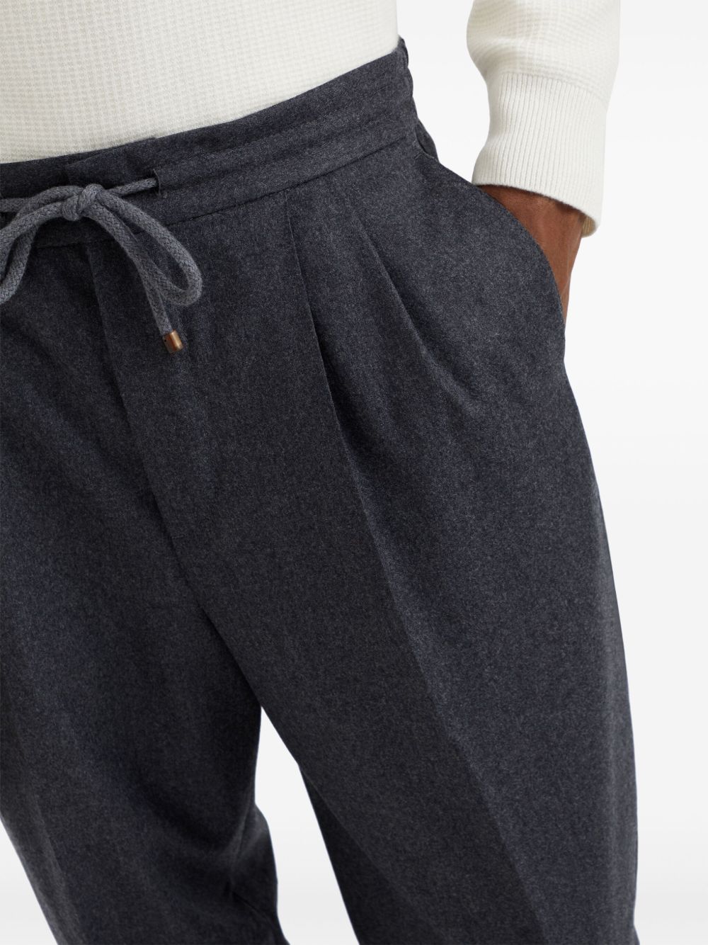 Brunello Cucinelli Drawstring-waistband wool tapered trousers Brunello Cucinelli