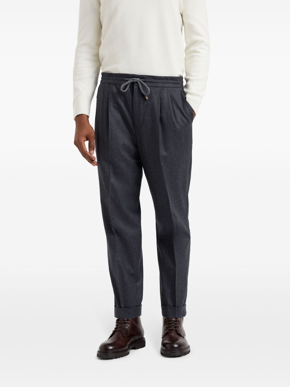 Brunello Cucinelli Drawstring-waistband wool tapered trousers Brunello Cucinelli