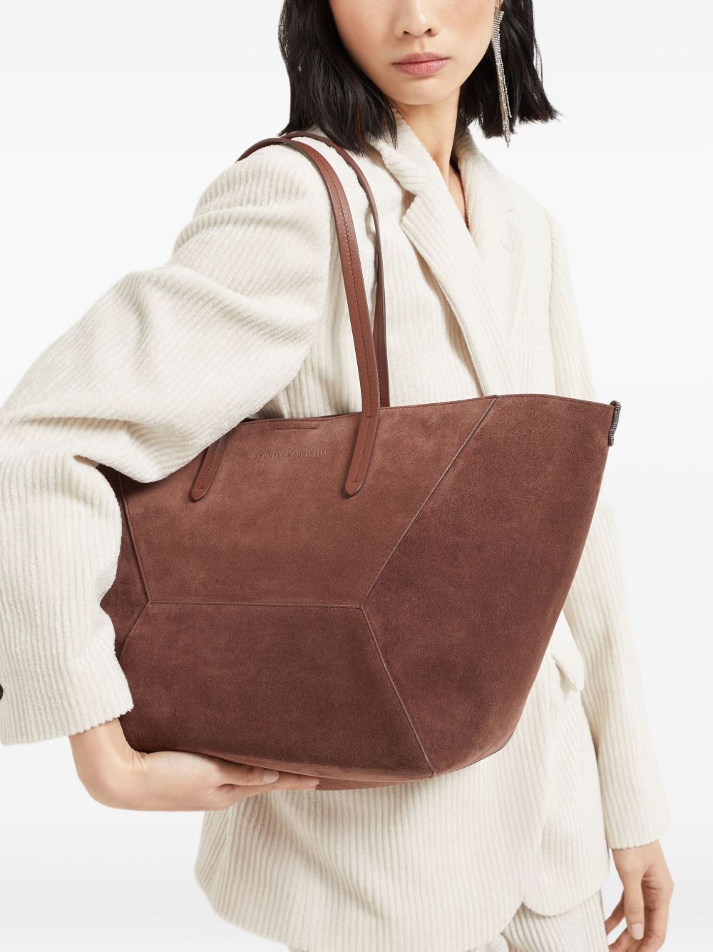Brunello Cucinelli BC Duo bag in suede with monili Brunello Cucinelli