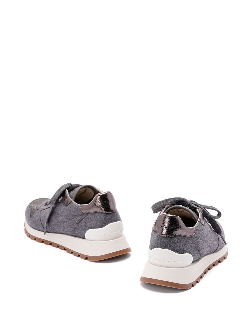 Brunello Cucinelli Virgin wool flannel and lamé calfskin runners Brunello Cucinelli