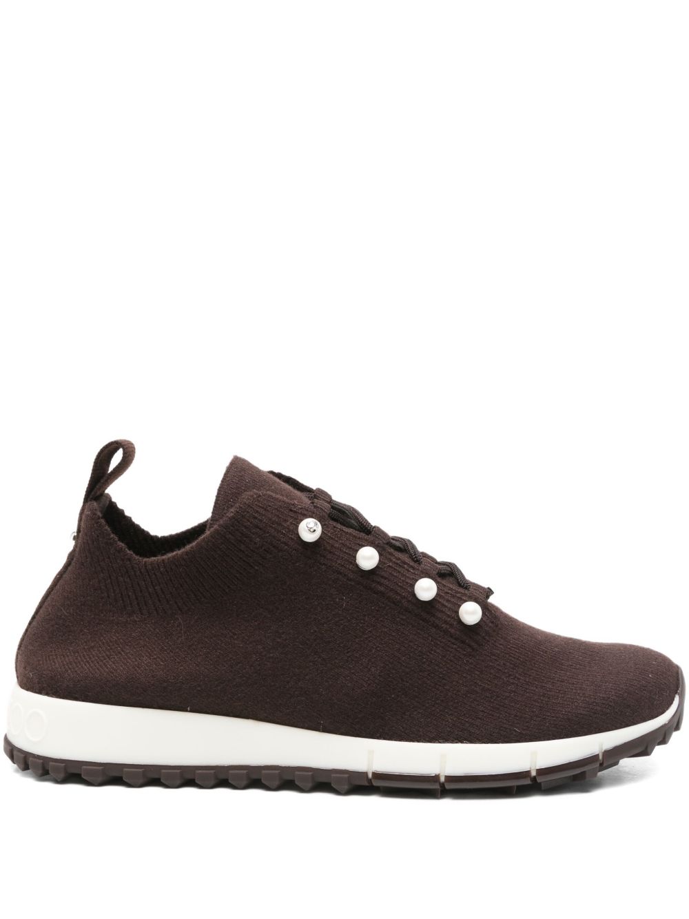 Jimmy Choo Veles Cashmere Melange Knit Trainers with Pearl Buttons Jimmy Choo