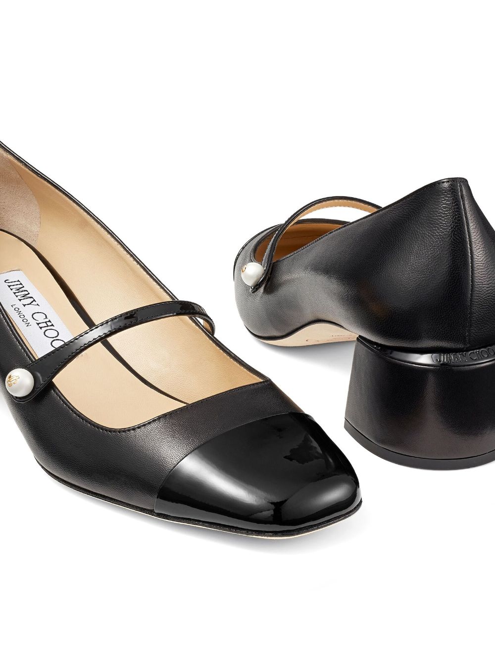 Jimmy Choo Elisa 45 Nappa and Patent Leather Pumps Jimmy Choo