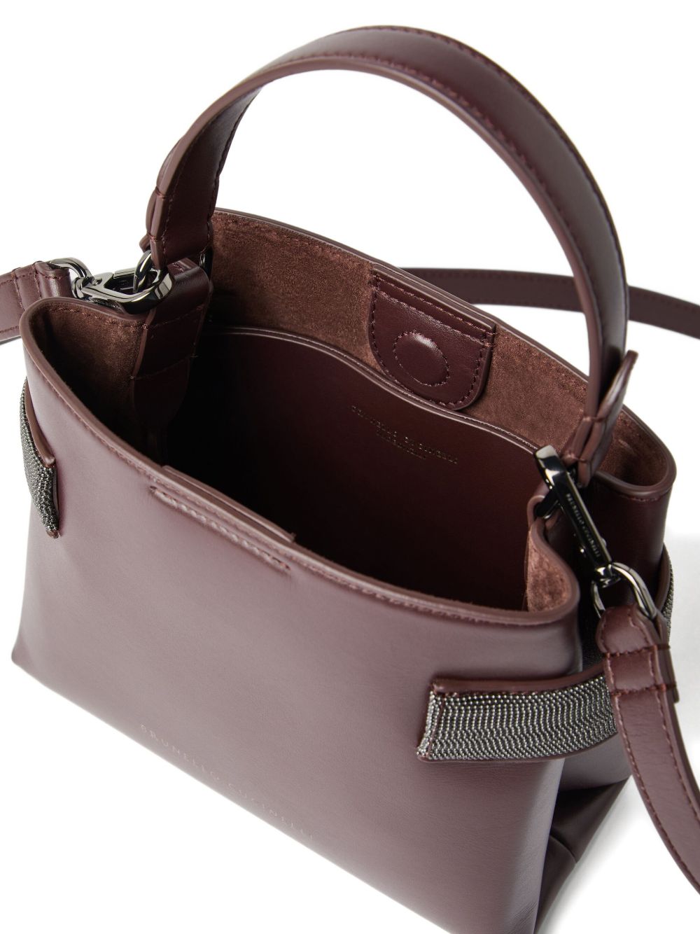 Brunello Cucinelli Essence small top-handle bag in calfskin with precious bands Brunello Cucinelli