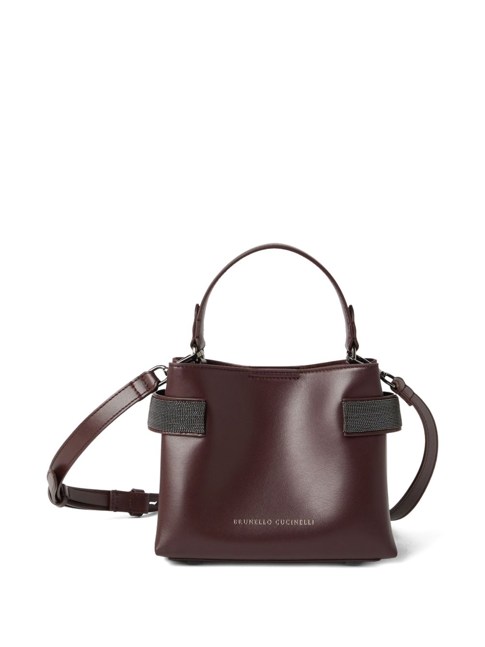 Brunello Cucinelli Essence small top-handle bag in calfskin with precious bands Brunello Cucinelli