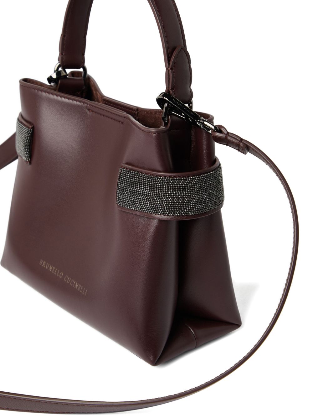 Brunello Cucinelli Essence small top-handle bag in calfskin with precious bands Brunello Cucinelli