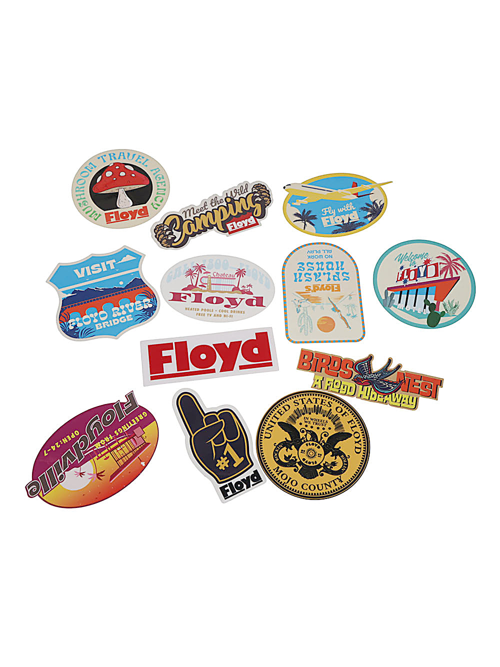 FLOYD 032C retro travel-themed stickers set FLOYD