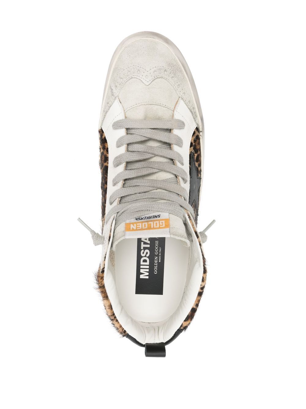 Golden Goose Mid Star Leo ponyskin shoe with star and comma - Gallerias