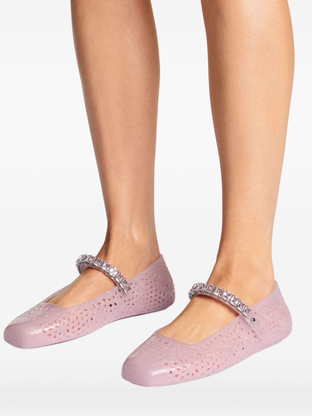 Jimmy Choo The Jelly Ballerina Flats with Crystal Embellishment Jimmy Choo