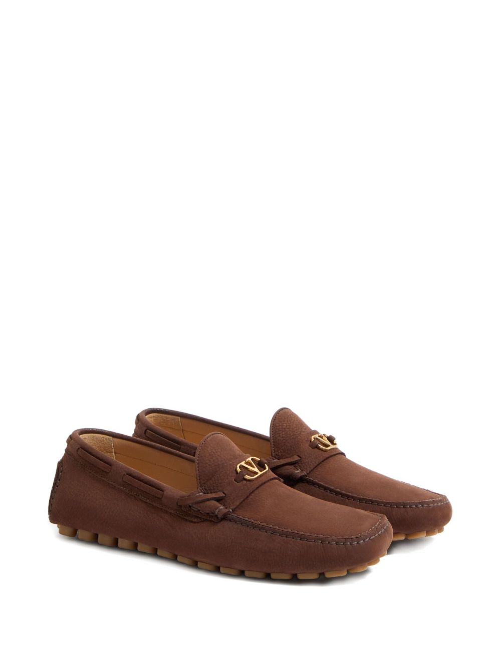 Valentino Garavani Fastaway Driver Moccasin In Deer Suede Valentino Garavani