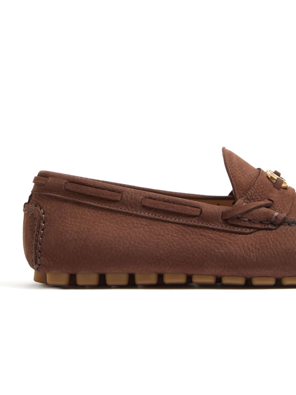 Valentino Garavani Fastaway Driver Moccasin In Deer Suede Valentino Garavani
