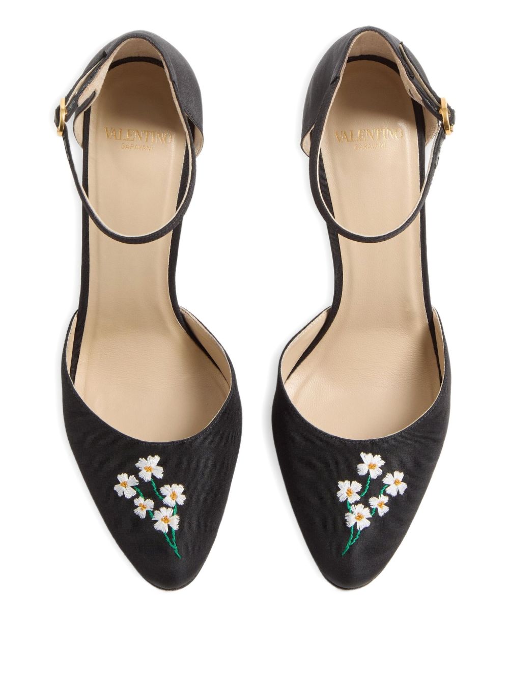 Valentino Garavani Hi Dolly Pumps In Fabric With Floral Embroidery 105mm Valentino Garavani