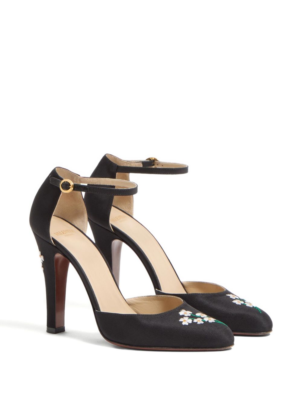 Valentino Garavani Hi Dolly Pumps In Fabric With Floral Embroidery 105mm Valentino Garavani