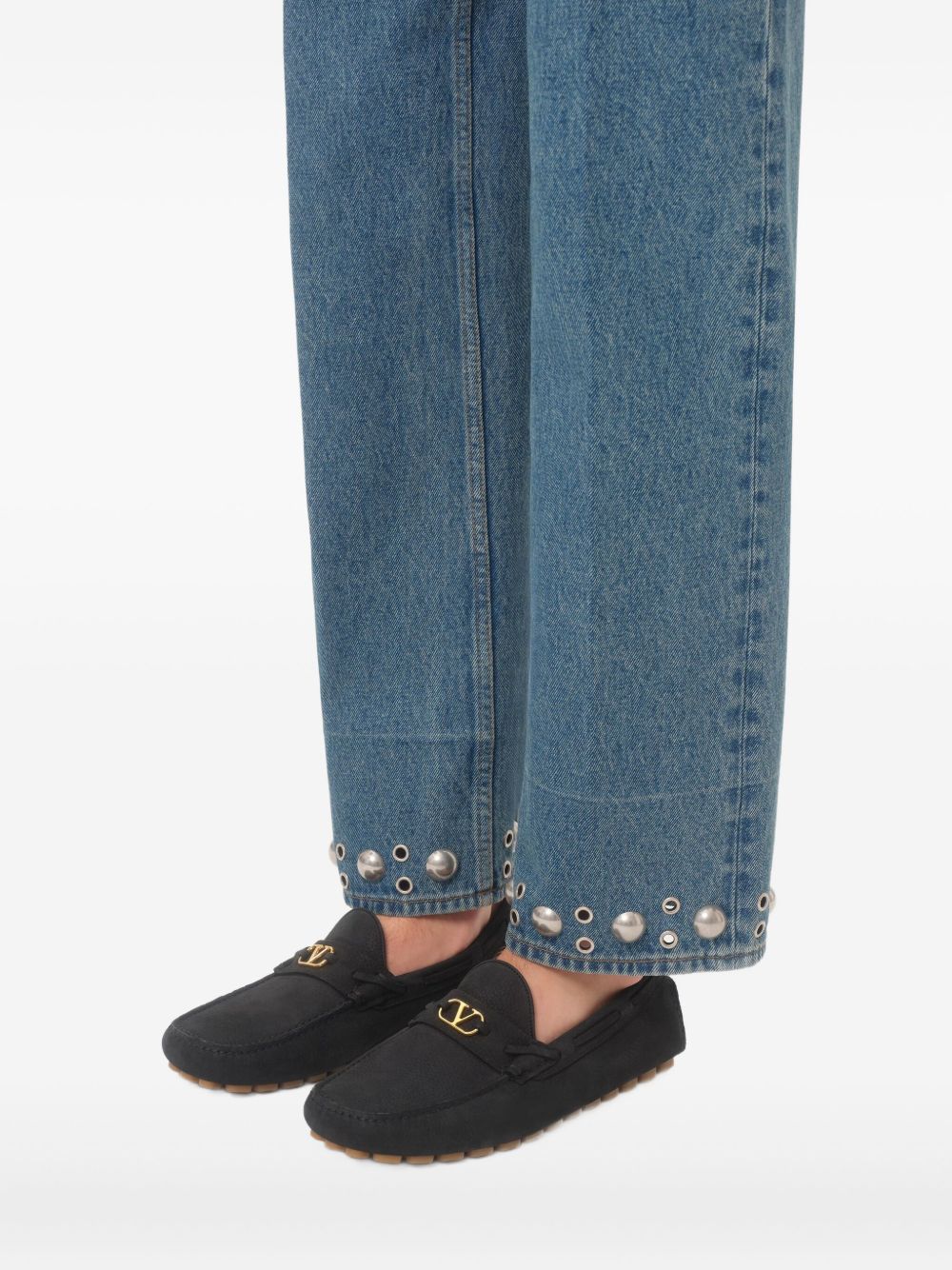 Valentino Garavani Fastaway Driver Moccasin In Deer Suede Valentino Garavani