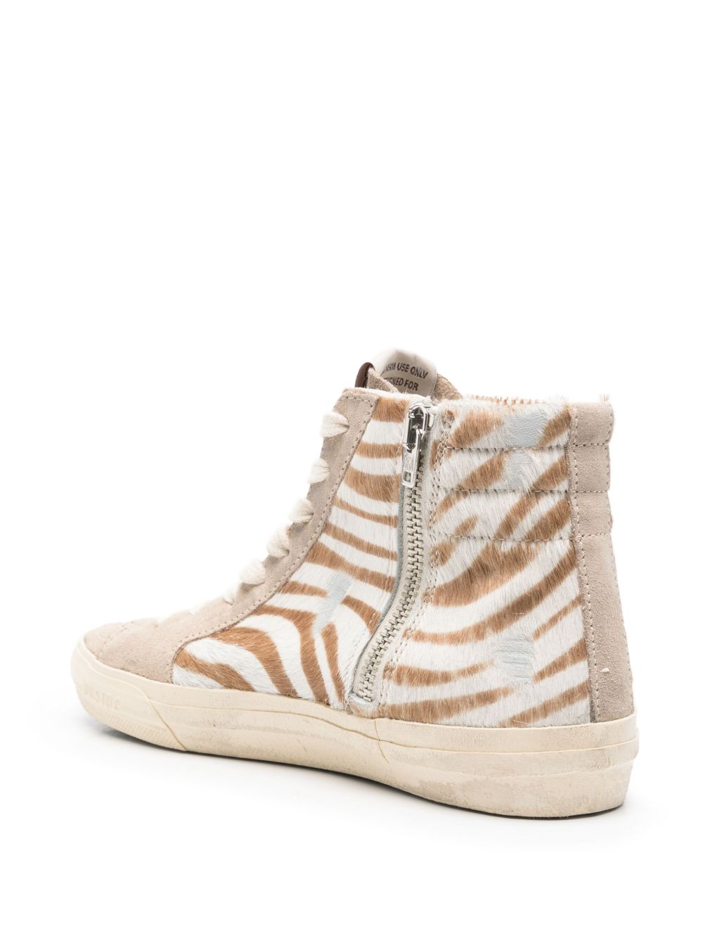 Golden Goose Slide in zebra-print pony skin with laminated leather flash Golden Goose