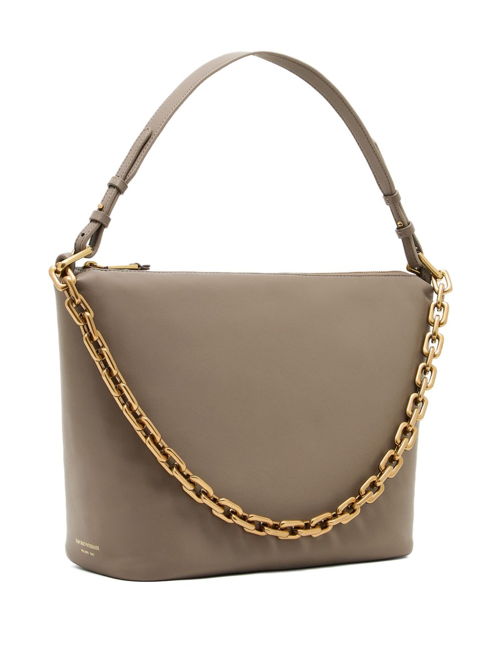 Emporio Armani Medium leather hobo bag with chain Emporio Armani