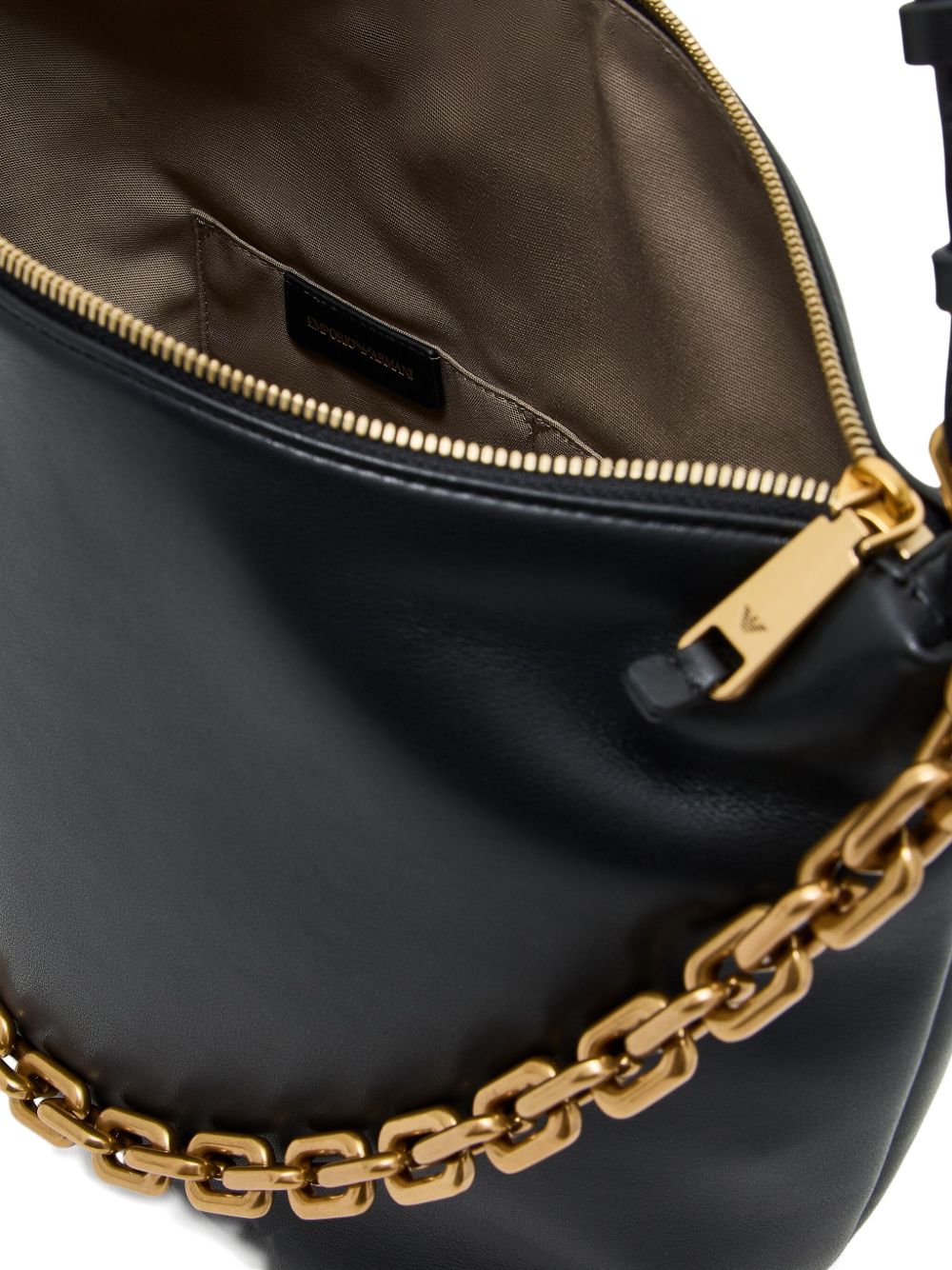 Emporio Armani Medium leather hobo bag with chain Emporio Armani