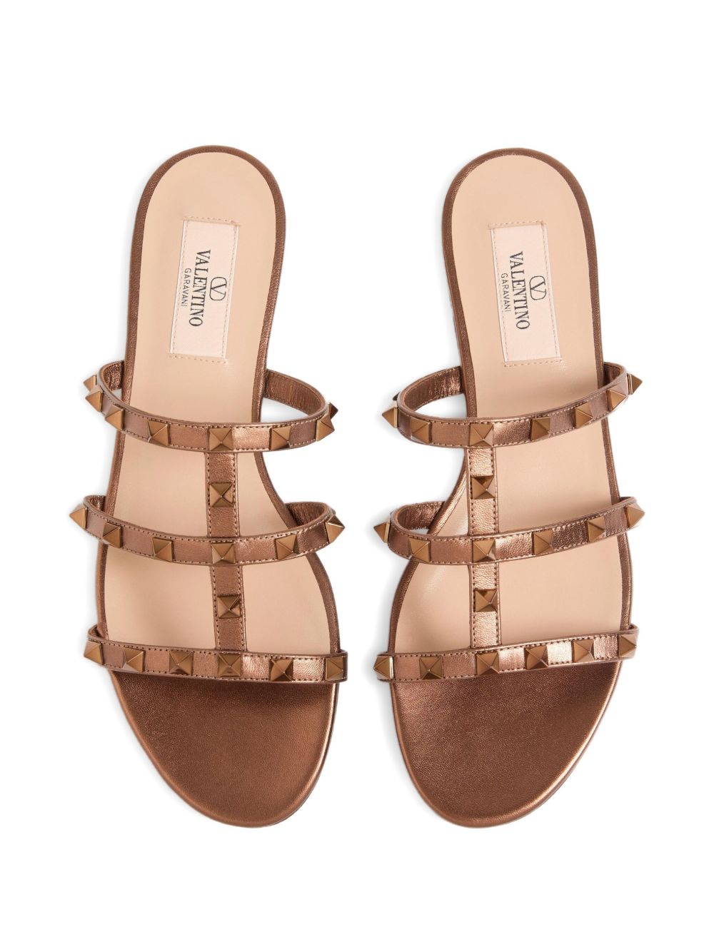 Valentino Garavani Rockstud Low Slide Sandal in Laminated Nappa Leather - Gallerias