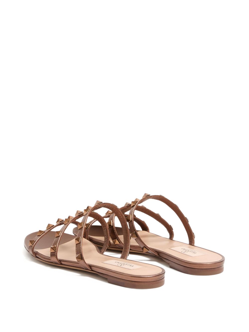 Valentino Garavani Rockstud Low Slide Sandal in Laminated Nappa Leather - Gallerias
