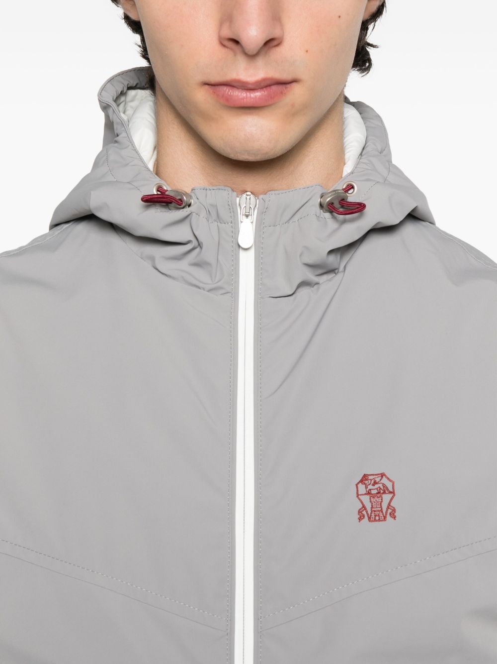 Brunello Cucinelli Hooded zip-front vest Brunello Cucinelli