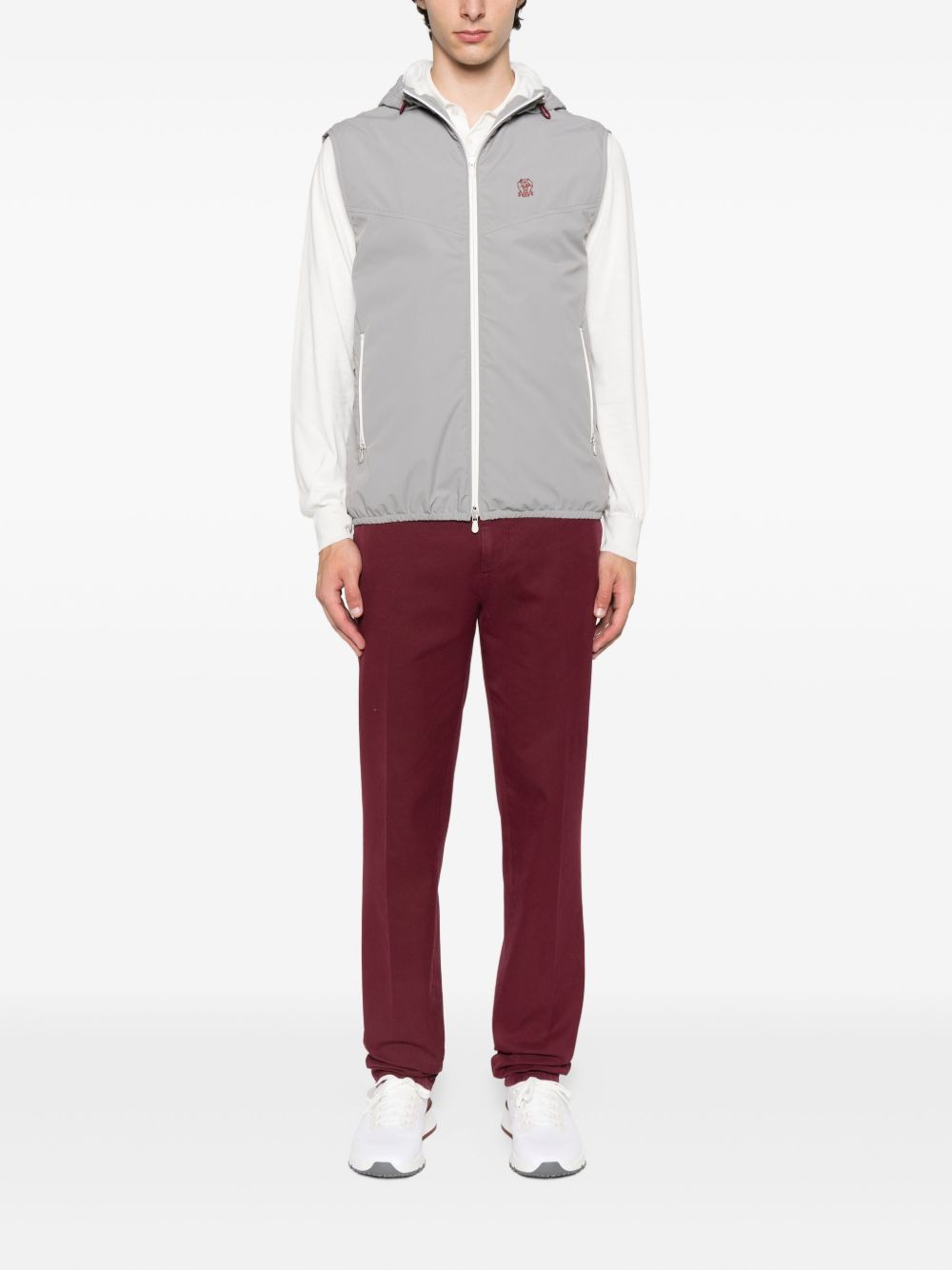 Brunello Cucinelli Hooded zip-front vest Brunello Cucinelli