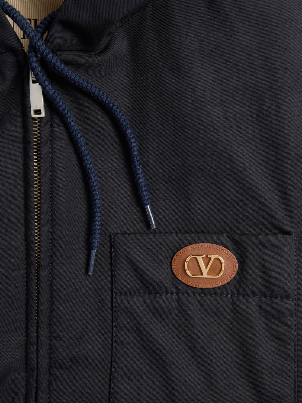 Valentino Nylon Hooded Jacket with VLogo Patch Valentino