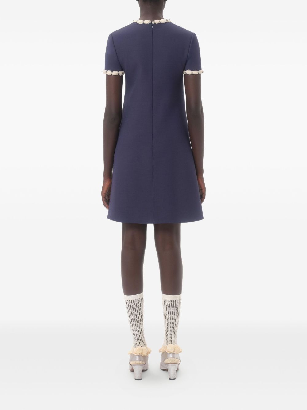 Valentino Short Embroidered Crepe Couture Dress Valentino