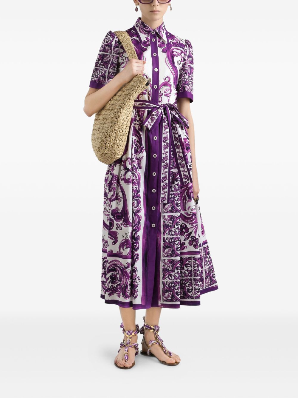 Dolce & Gabbana Majolica print poplin shirt dress Dolce & Gabbana