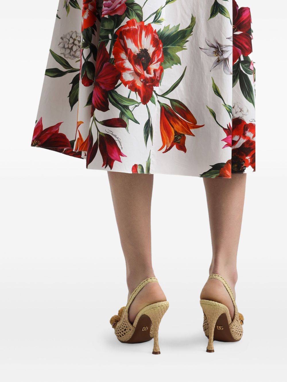 Dolce & Gabbana Flower-print pleated poplin skirt Dolce & Gabbana
