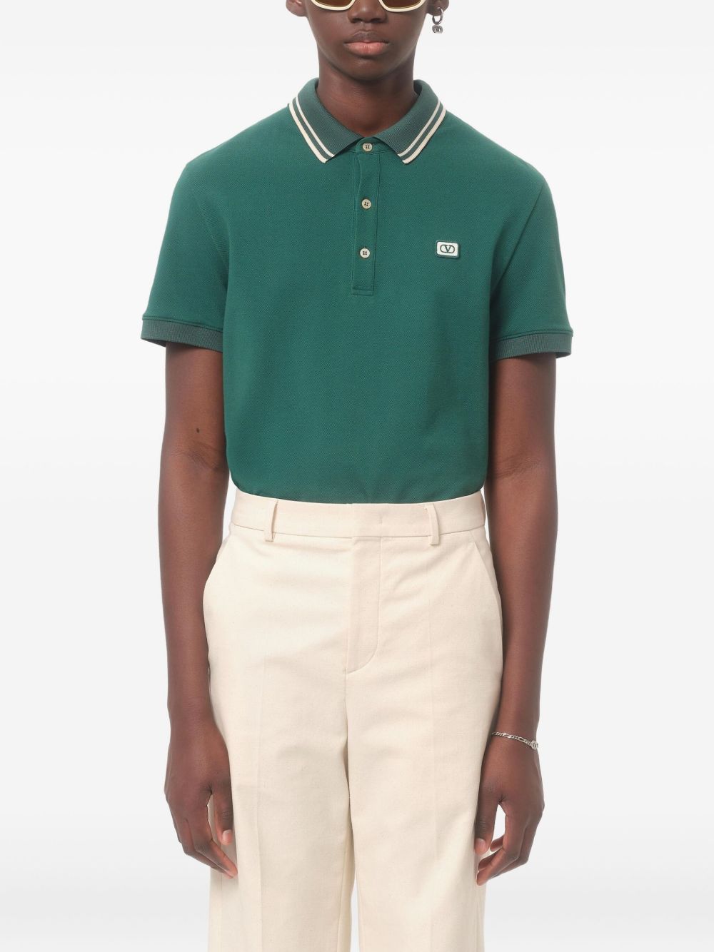 Valentino Cotton Pique Polo Shirt With Vlogo Patch Valentino