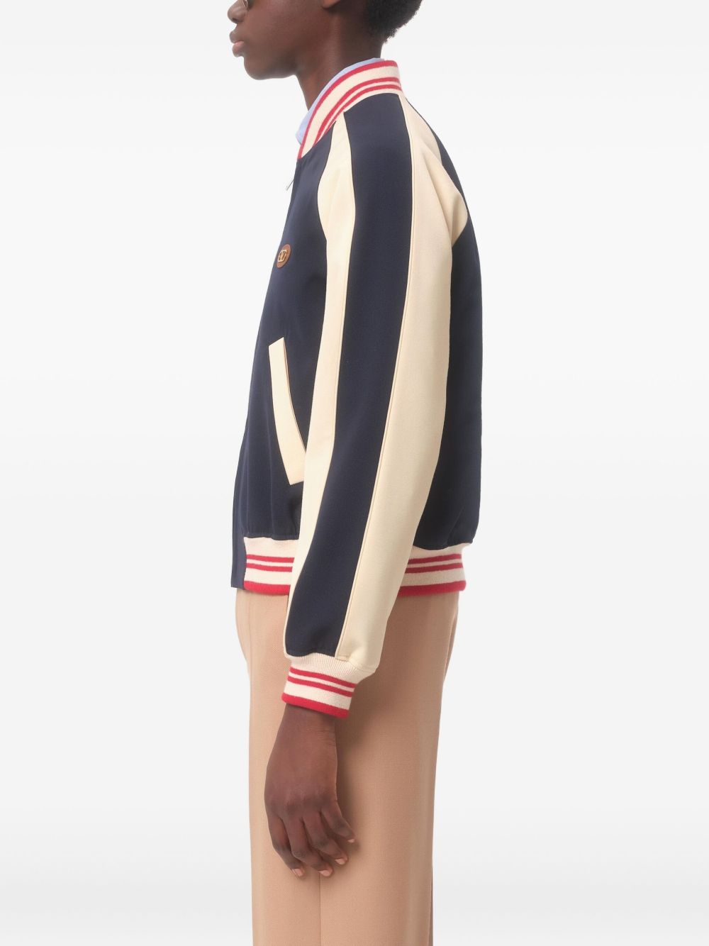 Valentino Wool and Cotton Bomber Jacket with Vlogo and Le Chat De La Maison Patch Valentino