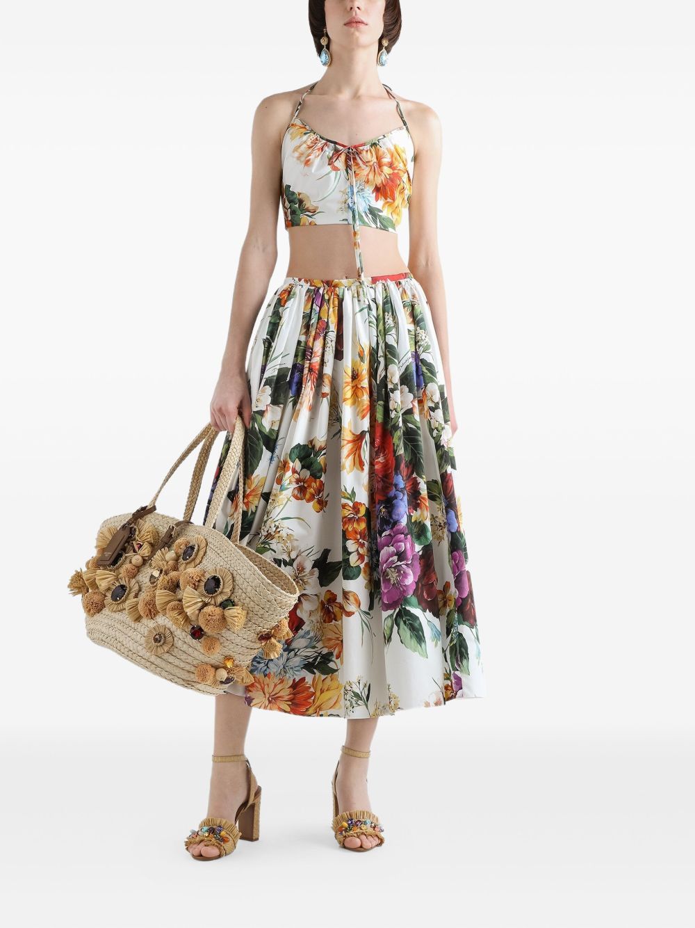 Dolce & Gabbana Flower print cotton midi skirt Dolce & Gabbana