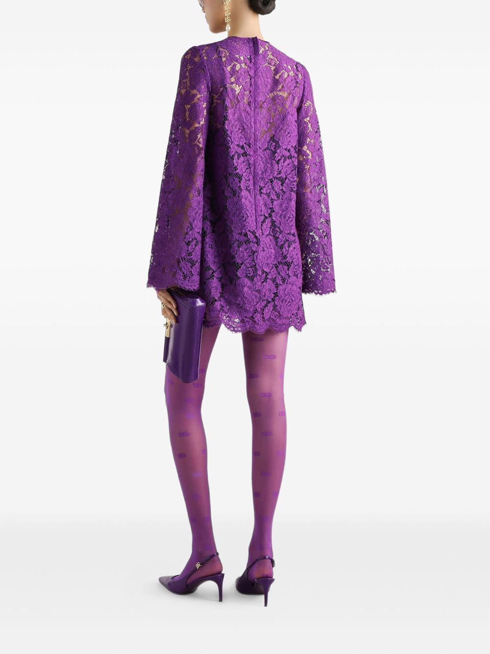 Dolce & Gabbana bell sleeves Lace mini dress Dolce & Gabbana