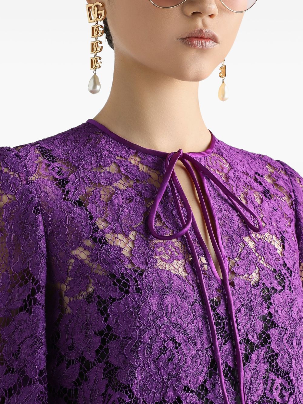 Dolce & Gabbana bell sleeves Lace mini dress Dolce & Gabbana