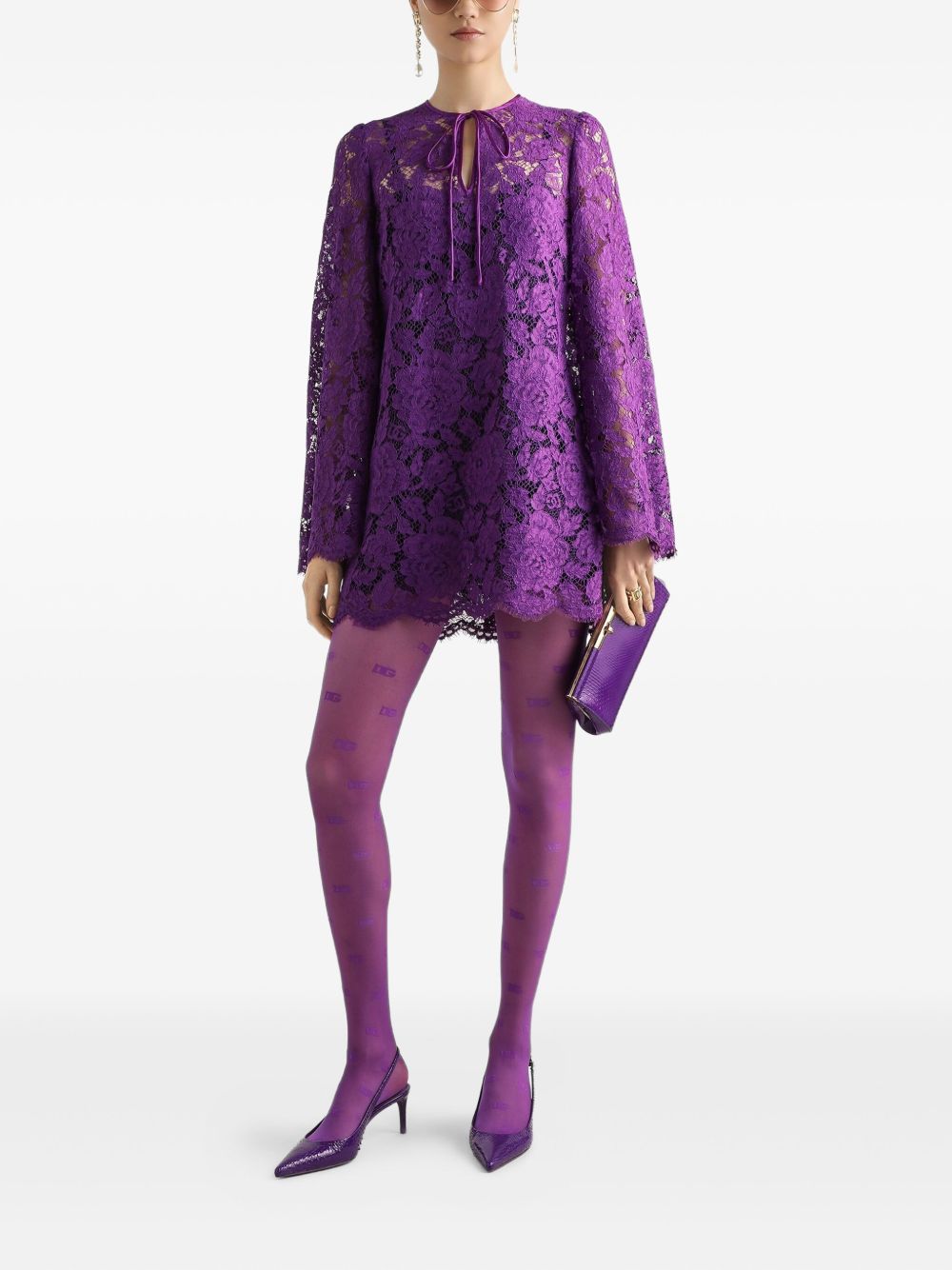 Dolce & Gabbana bell sleeves Lace mini dress Dolce & Gabbana