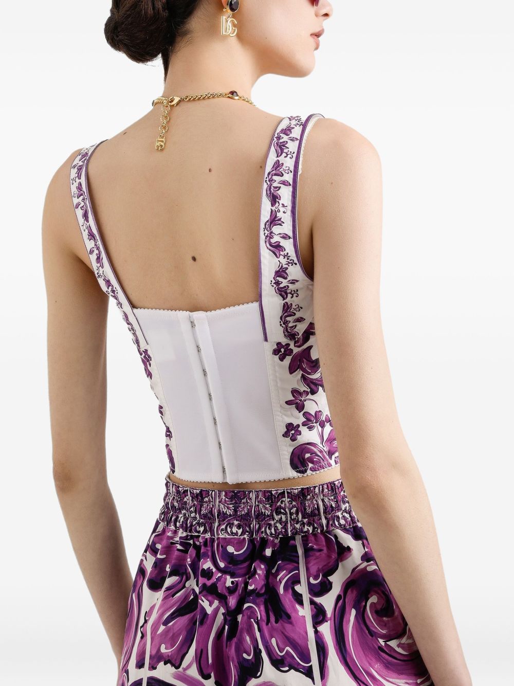 Dolce & Gabbana Maiolica print bustier top Dolce & Gabbana