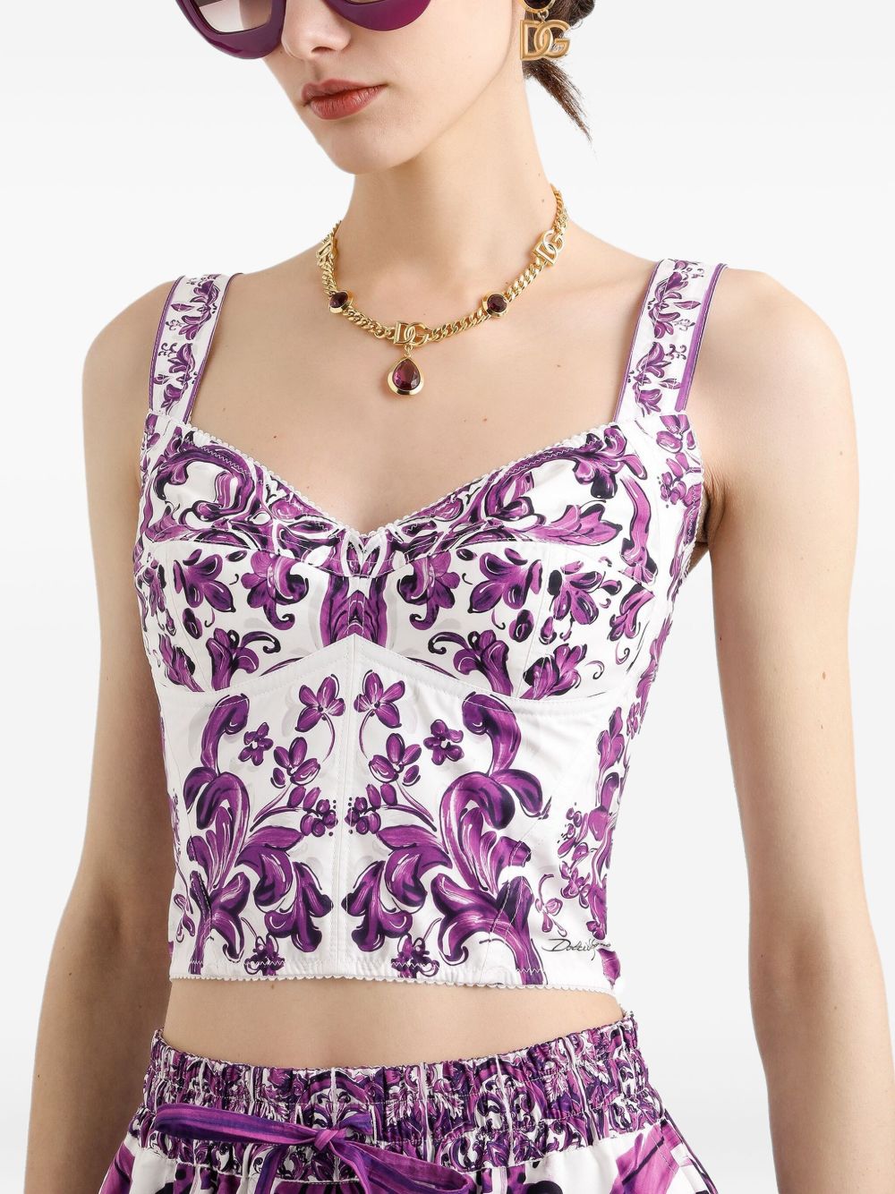 Dolce & Gabbana Maiolica print bustier top Dolce & Gabbana