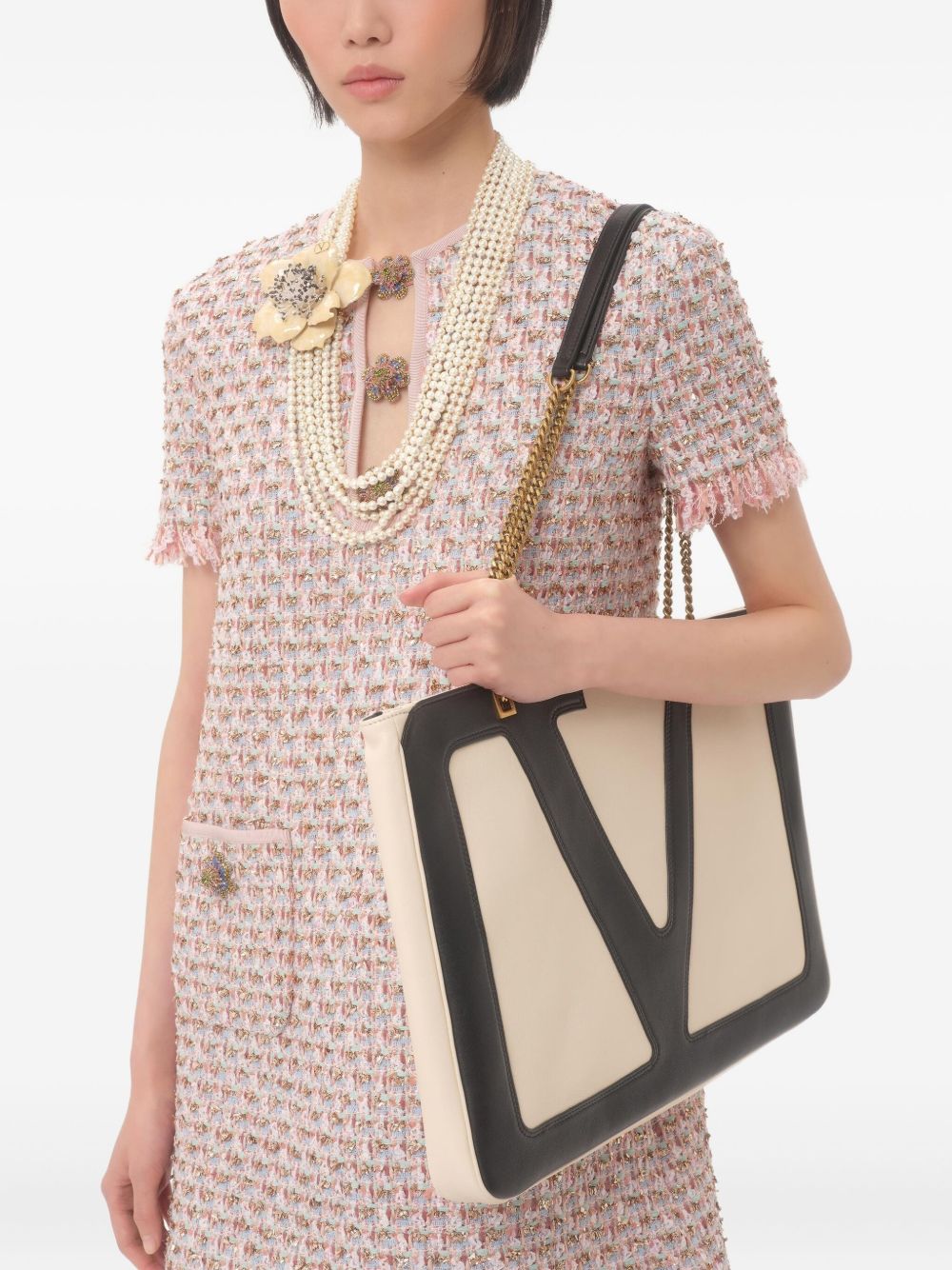 Valentino Short Dress in Embroidered Ribbon Tweed Valentino