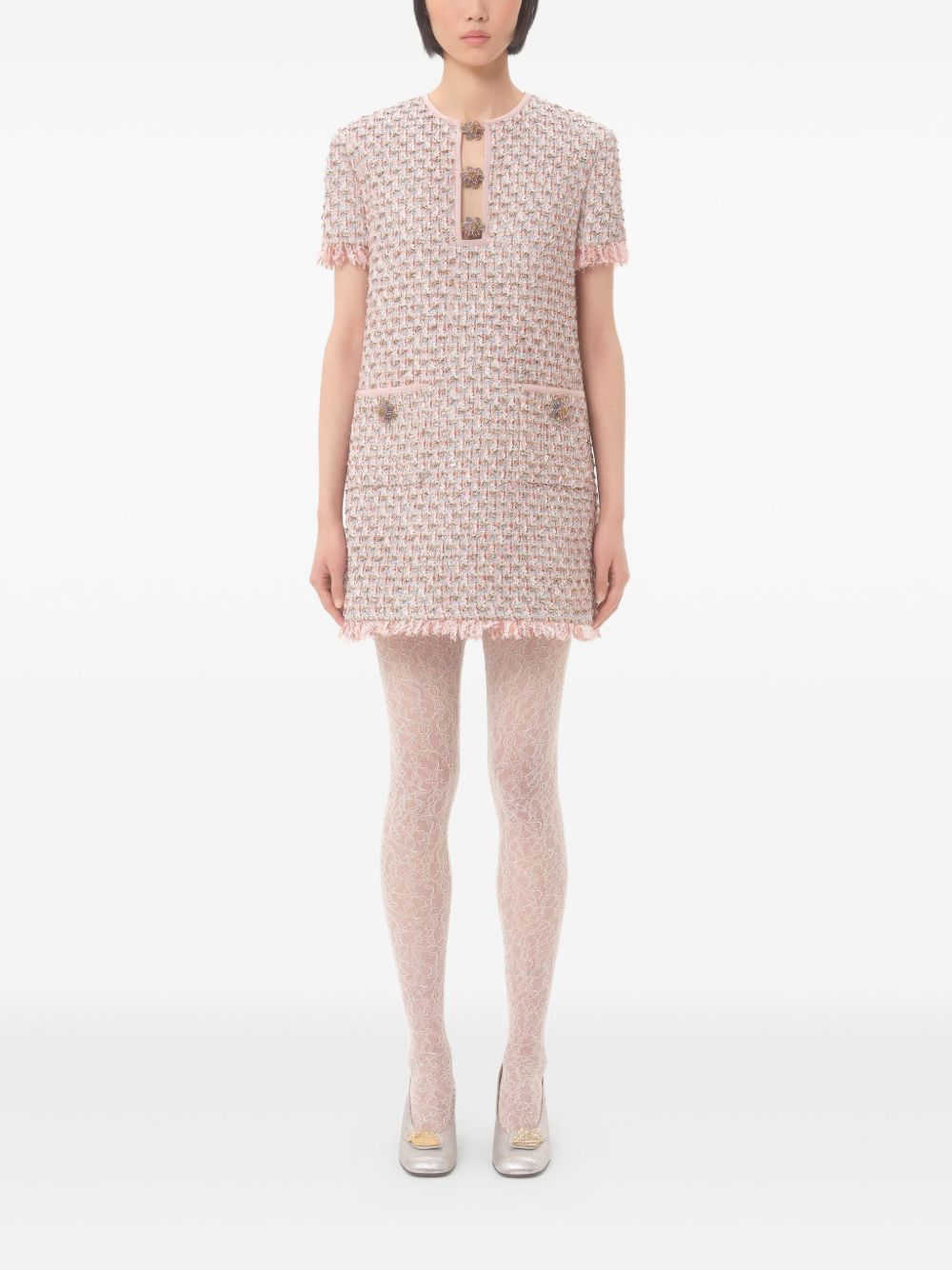 Valentino Short Dress in Embroidered Ribbon Tweed Valentino