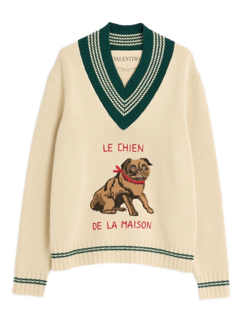 Valentino Le Chien De La Maison Jacquard Embroidery Wool Sweater Valentino