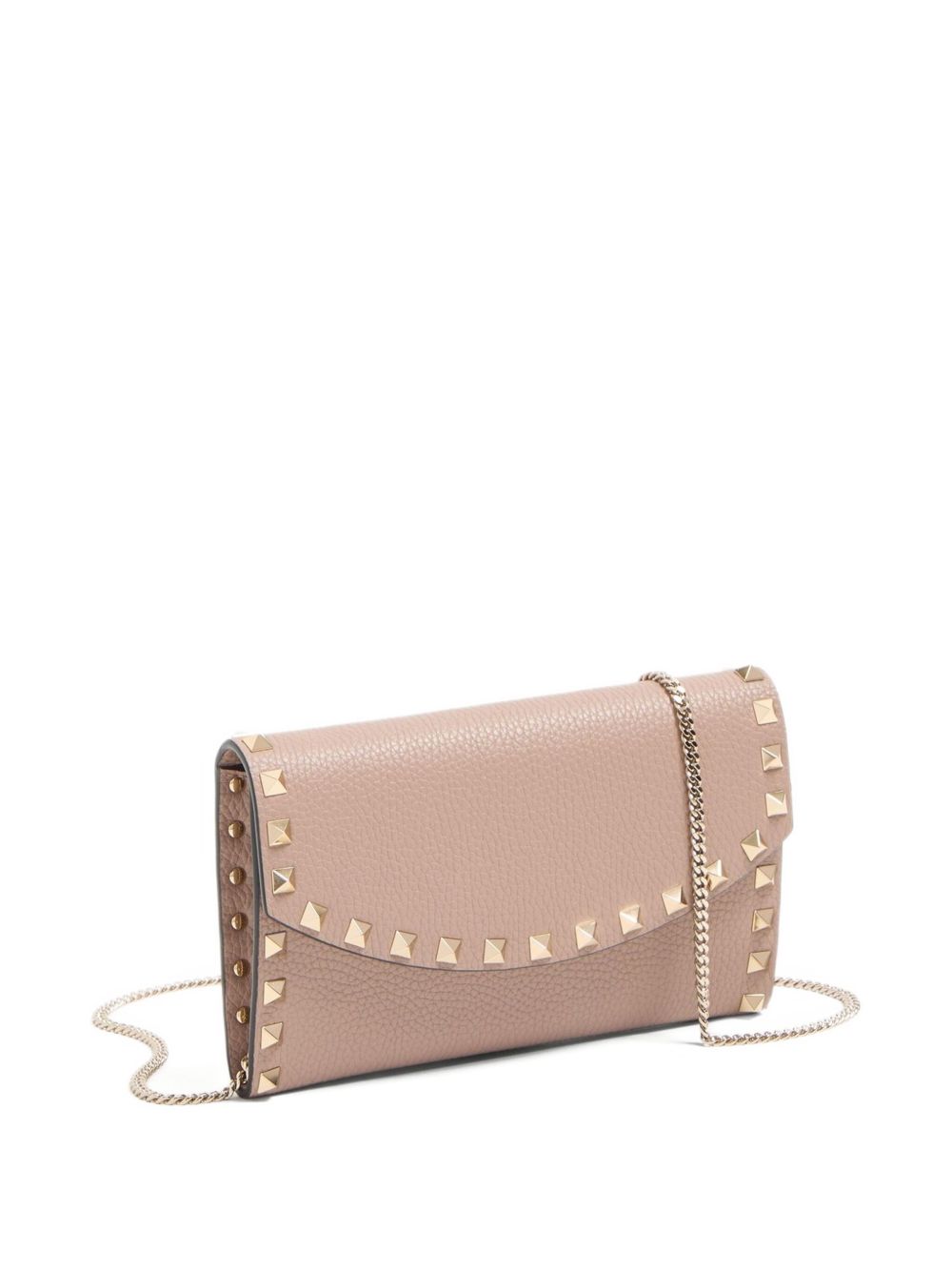 Valentino Garavani Rockstud Chain Wallet in Garnet Calfskin Valentino Garavani