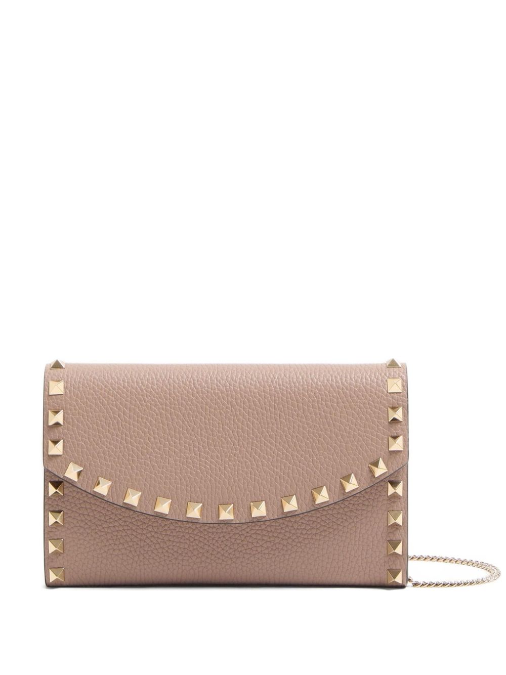 Valentino Garavani Rockstud Chain Wallet in Garnet Calfskin Valentino Garavani