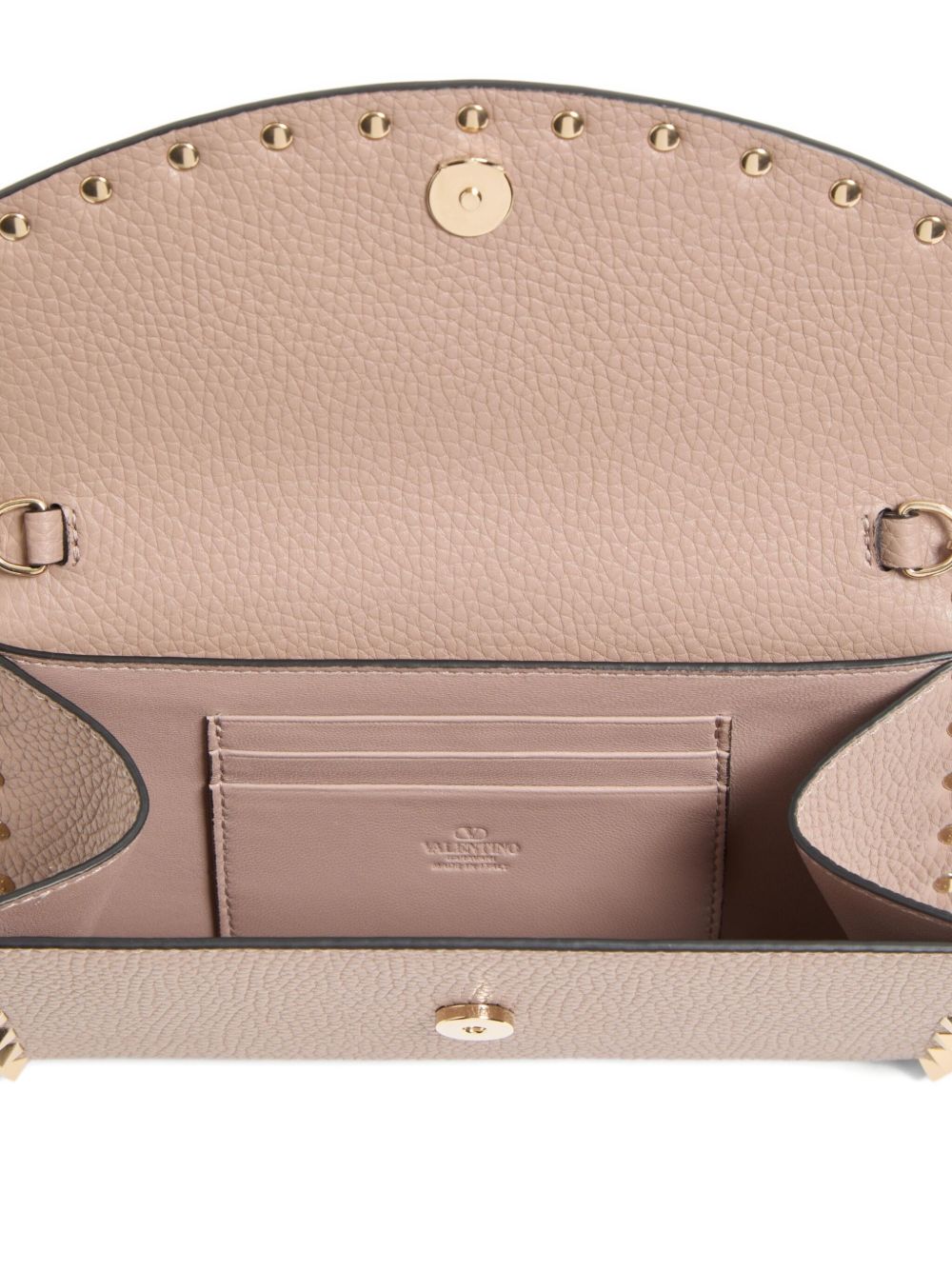 Valentino Garavani Rockstud Chain Wallet in Garnet Calfskin